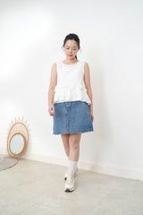 Denim skirt w/ elastic waistband