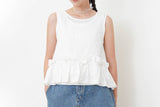 White dotted pattern vest w/ peplum hem