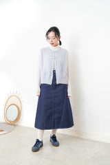 Baby blue brush wool vest w/ detail buttons