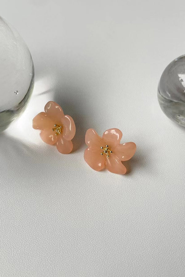 Orange 3D flower earrings