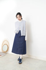 Denim skirt w/ detail waist back