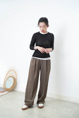 Brown straight cut trousers