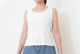 White stripe vest w/ ruffle fringe