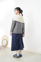 Grey wool sweater w/ sailor collar