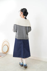 Grey wool sweater w/ sailor collar