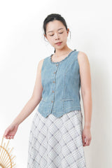 Denim vest w/ ruffle fringe