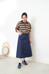 Denim skirt w/ detail waist back