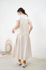 Ivory double pleats A cut skirt