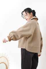 Caramel merino wool jacket in 2 ways