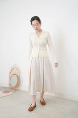 Ivory double pleats A cut skirt