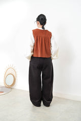 Dark brown corduroy pants with belt
