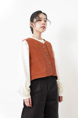 Orange brown corduroy vest