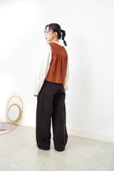 Dark brown corduroy pants with belt