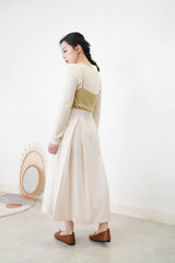 Ivory double pleats A cut skirt