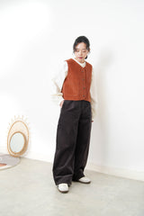Dark brown corduroy pants with belt