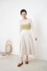 Ivory double pleats A cut skirt