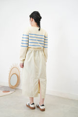 Blue stripe thin sweater in crop cut