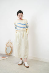 Blue stripe thin sweater in crop cut