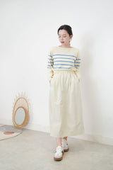 Blue stripe thin sweater in crop cut