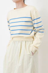 Blue stripe thin sweater in crop cut