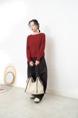 Wine thin knit sweater w/ side buttons