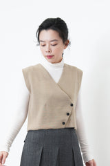 Beige wool asymmetrical vest