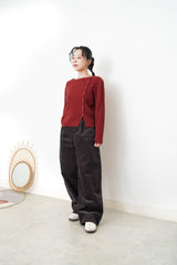 Wine thin knit sweater w/ side buttons