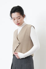 Beige wool asymmetrical vest