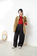 Trench coat w/ corduroy patchwork details
