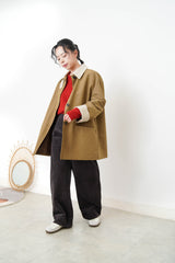 Trench coat w/ corduroy patchwork details