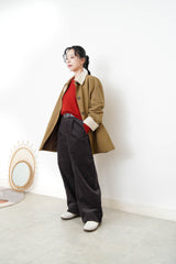 Trench coat w/ corduroy patchwork details