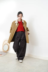 Dark brown corduroy pants with belt