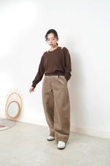 Brown asymmetric premium wool sweater in set