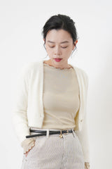 Ivory soft texture crop cardigan