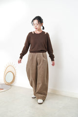 Brown asymmetric premium wool sweater in set