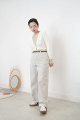 Ivory soft texture crop cardigan
