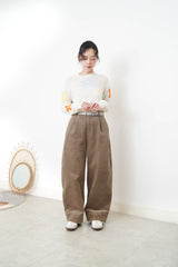 Camel brown corduroy pants with belt