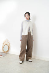 White brush wool vest w/ detail buttons