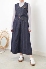 Navy summer denim skirt