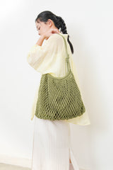Green frech net beach bag w/ inner pouch