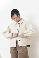 Off white merino wool jacket in 2 ways