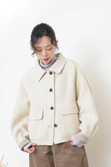 Off white merino wool jacket in 2 ways