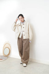 White brush wool vest w/ detail buttons