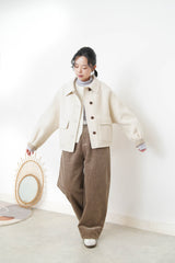 Off white merino wool jacket in 2 ways