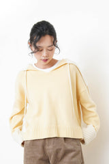 Butter yellow wool sweater w/ sailor collar