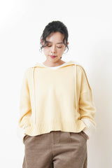Butter yellow wool sweater w/ sailor collar