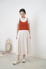 Ivory double pleats A cut skirt