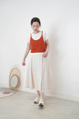 Ivory double pleats A cut skirt