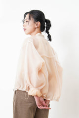 Peach premium sheer bomber jacket