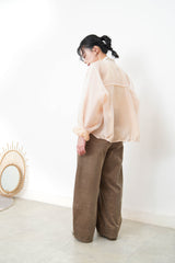 Peach premium sheer bomber jacket
